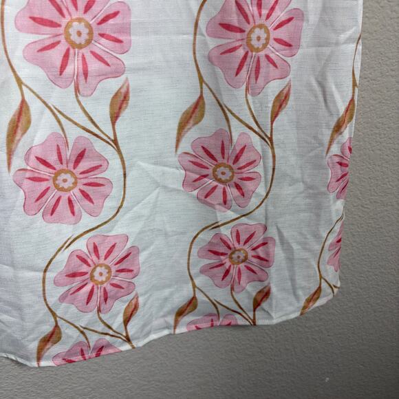 Commense Size XS Mini Shift Dress White Pink Floral Crew Neck Sleeveless Stretch - Picture 5 of 8